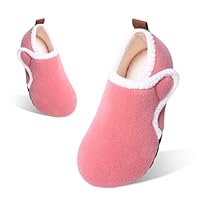 Aisprts Kids Slippers Soft Sherpa Fleece Boys Girls Slippers Toddler Winter Warm Cozy House Shoes with Non-Slip Flexible Rubber Sole, B Pink, 9.5/10 UK