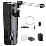 NICREW Filtro para Acuario 20 L, Filtro Acuario Interno con Carbón Activado de Flujo 150 L/H, Filtros Internos para Acuarios, 3.5 W