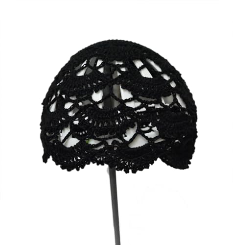 Gorro artesanal calado con diseño floral para mujer miniatura 4