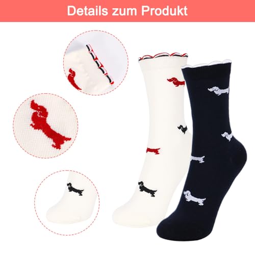 trabag 3 Paar Dackel Socken 39-42, Dackel Deko Geschenke für Damen, Geschenk für Hundebesitzer, Lustige Dachshund Socken für Frauen, Geschenk für Frauen