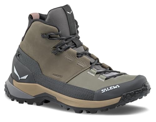 Salewa Women's Puez Leather Mid Powertex Boots - Waterproof Hiking & Trekking Boot - Bungee Cord/Onyx - 9