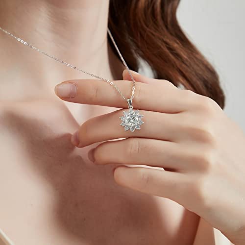 Jewelry for Wife Sunflower Moissanite Pendant Necklace for Women 1CT-3CT Wedding Anniversary Engagements Birthday Gifts for Her Daughter Girlfriend Mom on Christmas Valentines Mothers Day2