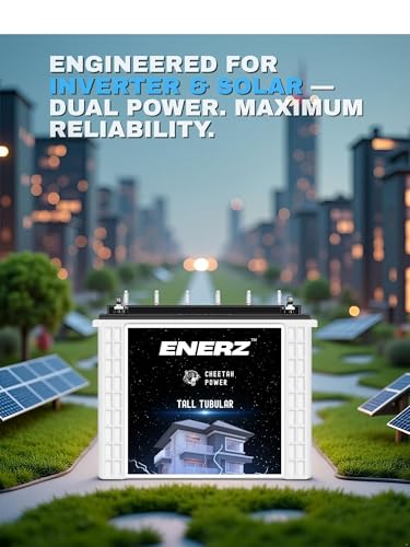 Image of ENERZ CP TT-2035 PRO 12V 200Ah Tall Tubular Inverter Battery 23+ Hour Backup, 5-Year Warranty, Reliable Power for Home & Office