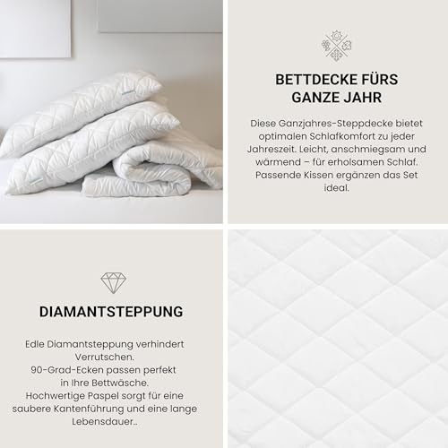 Schiesser Ganzjahresbettdecke Hygge | schadstoffgeprüft | für Allergiker geeignet | Steppdecke mit flauschiger Füllung | Sommer und Winter | 155x220cm