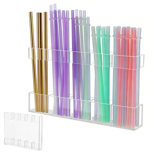 Umllpet Acryl Strohhalme Aufbewahrung, Doppelseitiges Klebeband Strohhalm Halter, Peel and Stick Straw Organizer für Schrank & Küche (Transparente)