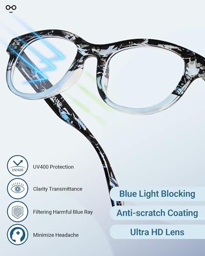 Image of JOLISU Reading Glasses for Women, 5 Pack Blue Light Blocking Readers, Trendy Eyeglasses with Spring Hinge