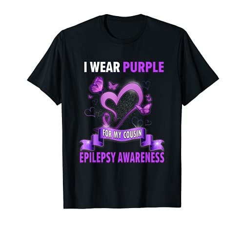 Epilepsy Awareness Shirts I Wear Purple Ribbon For My Cousin Camiseta
