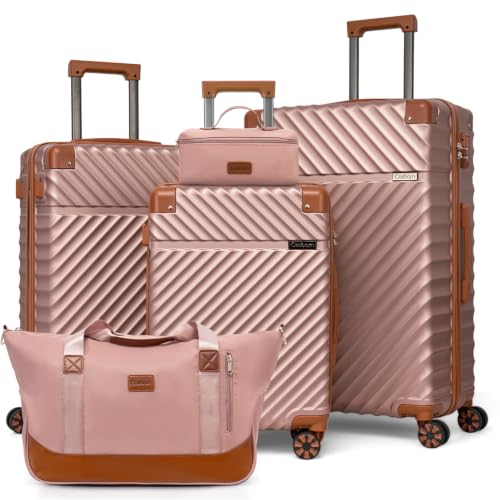 Image of Cosbarn Luggage Sets 5 Pcs Suitcases with Wheels, 20 inch /24 inch /28 inch,RoseGold