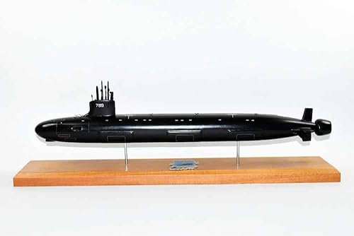 USS Indiana (SSN-789) Modelo submarino, Marina de los EE. UU., Modelo a escala de 20 pulgadas, caoba, Virginia Class Block III