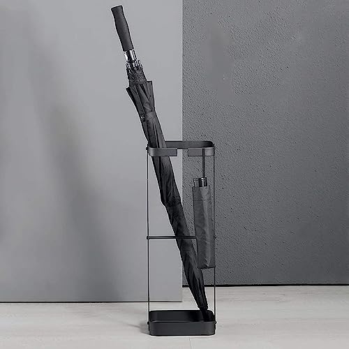 Image of 568080 Iron Umbrella Stand Rectangle Metal Umbrela Racks Entryway Space Saving Umbrella Holder Organiser for Front Door - Black