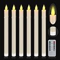 wemarry Flameless Taper Candles 6 Pack 10.6" Dripless Ivory Battery Operated Window Candles Included Remote Timer 400+ Hours by 2AA Batteries for Home Decor Halloween Christmas Wedding(Ivory,6 Pack)