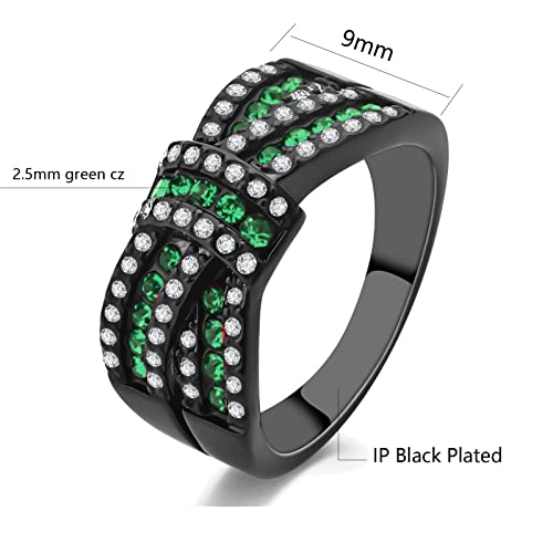 Belt Design Black Gold Plated Womens Wedding Bands Princess Cut Red Cz Rhinestone Engagement Ring2