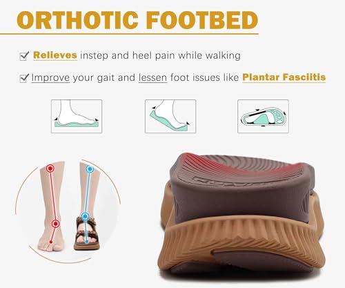 Image of KuaiLu Womens Orthopedic Walking Sandals with Comfortable Arch Support Plantar Fasciitis Relief Summer Outdoor Hiking Sport Recovery Adjustable Strap Athletic Chunky Cushion Shoes