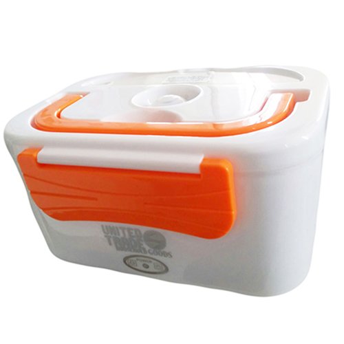 UNITED TRADE Scaldavivande Elettrico Portatile | Schiscetta Arancione Con Contenitore Rimovibile, 35W, Mantiene Caldo 1 Ora