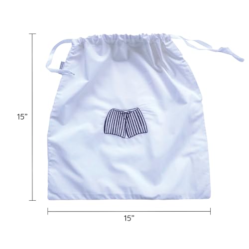 Image of Lingerie Bag for Travel Set of 3, Men Lingerie Bags with Draw Strings, Double-Layered Egyptian Cotton Beach Bags for Swimwear, Underwear & Vacation Storage, 15x15 Inches (White)