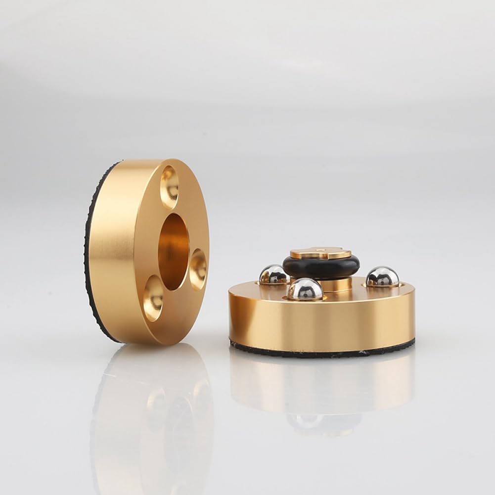 4 Pièces HiFi Haut-Parleur Isolation Pieds Coussinets Support Pieds Aluminium Amortisseur de Vibrations 40X23mm Or