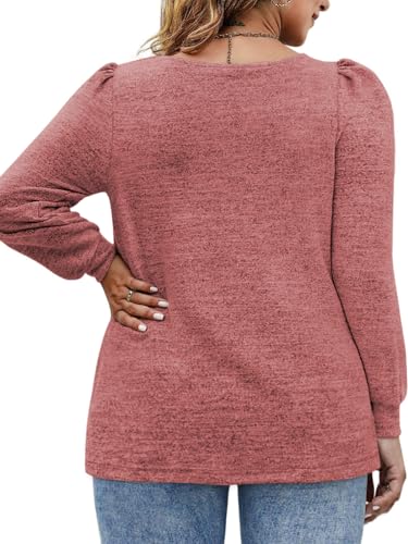 Image of VOGRACE Womens-Plus-Size-Tops Crew Neck Puff Sleeve Shirts Casual Tunic Sweatshirts XL-5XL