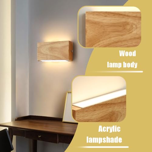 Aplique de pared rectangular de madera para iluminar zonas oscuras de forma elegante 5