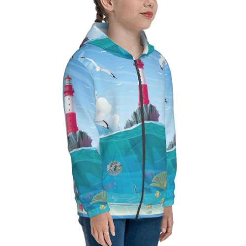 Lighthouse Sea Port Kids Pullover Hoodies Boys Zip Up Sweatshirts Girls Athletic Clothes with Pocket4