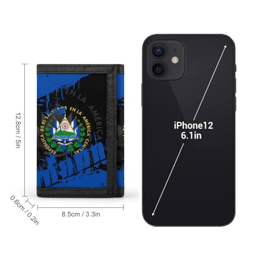 El Salvador Flag Trifold Wallet with ID Window ID Card Holder Wallets Travel Wallet Coin Zipper Pocket2