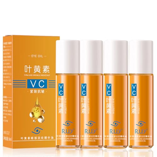 Ruy Lutein Anti-Falten Serum öl, Ruy Eye Oil Vc, Lutein Eye Essence Oil, Vc Lutein Anti Falten öl, Anti-Aging-Augenserum gegen Falten, Tränensäcke, Schwellungen Und Augenringe Entfernen (8ML, 4PC)