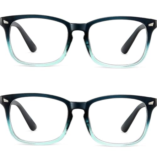 Image of Blue Light Blocking Computer Glasses for Men & Women, Square TR90 Lightweight Eyeglasses Frame, Anti Eye Strain UV Protection, Clear Lens for Gaming Office Reading