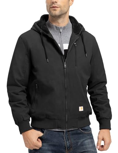 TBMPOY Men's Winter Jackets Hooded Work Cotton Fleece Lined Duck Coats Flannel Active Workwear Coat3