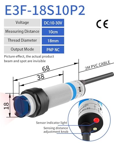Capteur de proximité infrarouge E3F réflexion diffuse 3 fils PNP NC