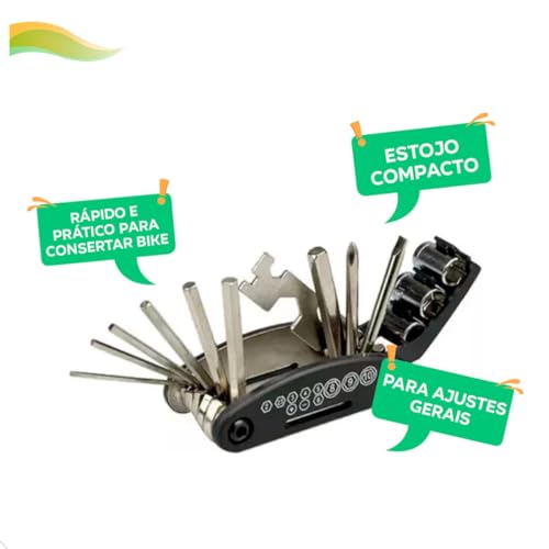 Kit Ferramentas Chave Canivete Para Bike 12 Funções Com Kit Conserto Pneu e Manutencao Corrente Bici
