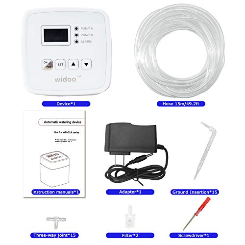 Automatic Watering System,Double Pump Mini Drip Irrigation Kit,Houseplants Cultivation Device with Digital Interval Programmable Timer,Power Adapter or Battery Operation for Indoor 15 Potted