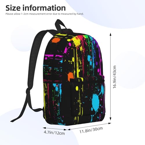 Neon Splatter ink Fashionable Daypack 17 Inches Zippers Backpack Double Shoulder Bag for Women Men2