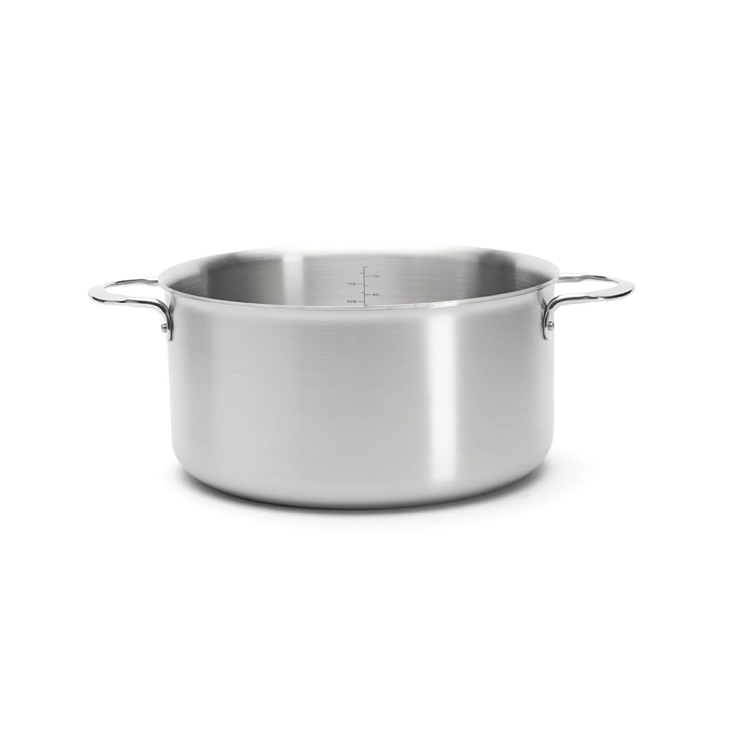 De Buyer - Faitout couvercle en inox 3 couches ALCHIMY - 28 cm - Fabriqué en France, Maîtrise de la Cuisson, Inox 18/10, Tous Feux + Four, Finition Poli Brossé, Gris