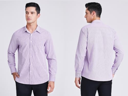 Image of HISDERN Mens Dress Shirts Long Sleeve Button Down Casual Shirts for Men Inner Contrast Formal Business Tuxedo Wedding Shirt