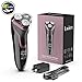 Electric Razor for Men - Lavieer Wet and Dry Rechargeable Mens Rotary Shaver with Pop-up Beard Trimmer Cordless Waterproof, 100-240v Worldwide Travel Universal, Orchid