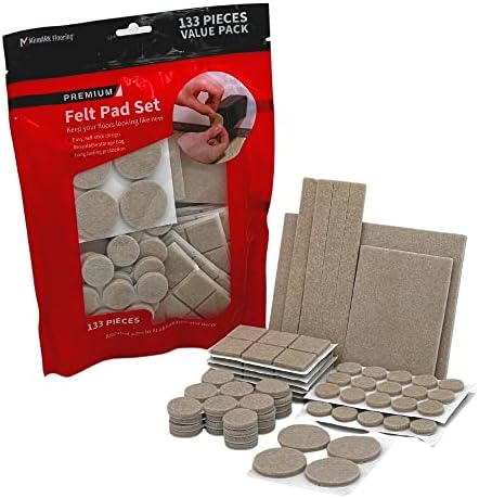 MinnARK Premium Felt Furniture Pads - 133 Pc - Oatmeal