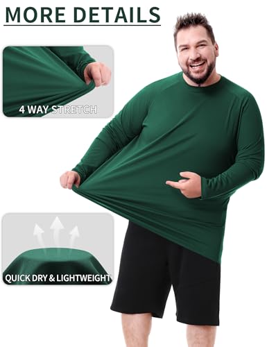 Mens Big and Tall Long Sleeve Swim Shirt Sun Protection UPF 50+ Rash Gard Quick Dry T-Shirt (2XL-8XL)4