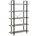 VASAGLE Libreria a 5 Ripiani, Scaffale in Stile Industriale, Portaoggetti Stabile, Facile da Montare, per Soggiorno, Camera da Letto, Ufficio, Greige e Nero LLS055B02