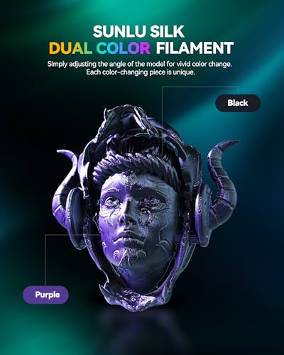 Image of SUNLU Silk Dual Color PLA Filament, Silk PLA 3D Printer Filament 1.75mm, Neatly Wound Shiny Silk 3D Printer Filament, Dimensional Accuracy + /-0.02mm, 1KG Spool (2.2lbs), Silk Dual Color (Black Green)
