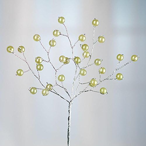 Factory Direct Craft Light Green Artificial Pearl Bead Wired Sprays | 4 Sprays | for Corsages and Accenting