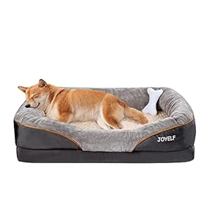 JOYELF Large Cama de Espuma viscoelástica para Perros, Cama ortopédica para Perros y sofá con Funda extraíble Lavable y Juguetes chirriadores como Regalo
