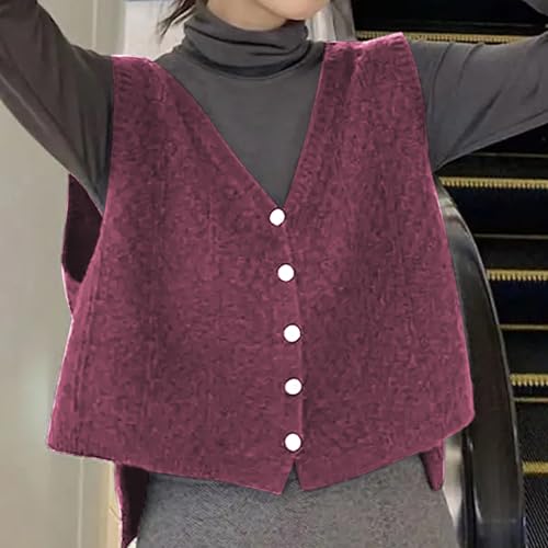 Chalecos de punto para mujer cuello en V cárdigans sin mangas chalecos de spandex 4
