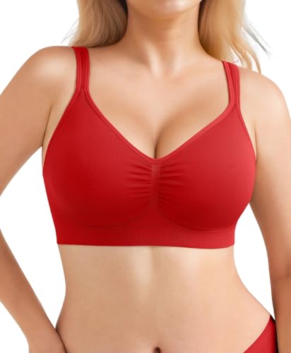 Image of Popilush Wireless Bras for Women Seamless Supportive Bra Full Coverage Comfortable Bralettes with Wide Strap