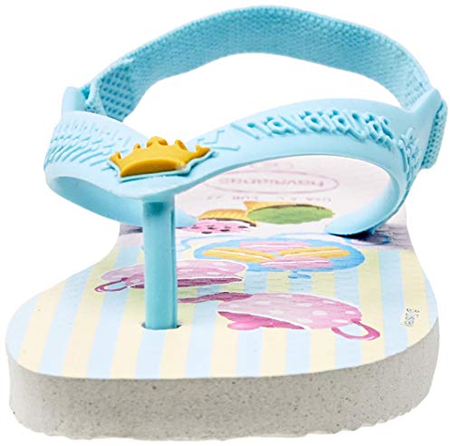 Chinelo, Havaianas, New Baby Disney Princess, Bebê Unissex, Branco/Ice Blue, 17/18