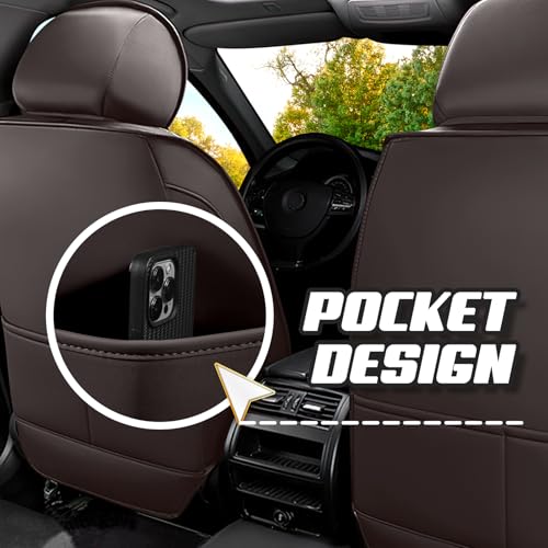 Image of ADERN Car Seat Covers for Jeep Wrangler 2000-2025, Premium Nappa Leather Car Seat Cover, Stylish Sport Seat Covers, Automobile Seat Cover Sets.(Luxury 5 Seats /Coffee Color)