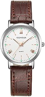 Unisex Armbanduhr, Herren/Frauen Uhr Flache Analog Quarz Klassisch Mode Edelstahluhr Armbanduhr mit Leder Armband Nachtglühen Damenuhren