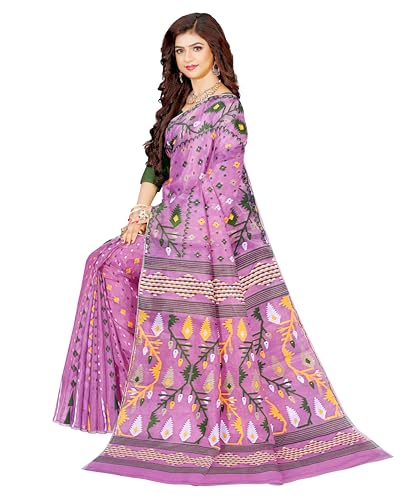 Image of Mayabi Women's Dhakai Jamdani Cotton Silk Saree Traditional Bengali Tant Korat Work, Without Blouse Piece