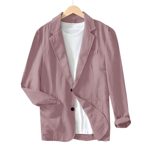 Linen Blazer Men Business Casual Office Work Suit Jacket Lightweight Long Sleeve Big and Tall Sports Coats for Men3