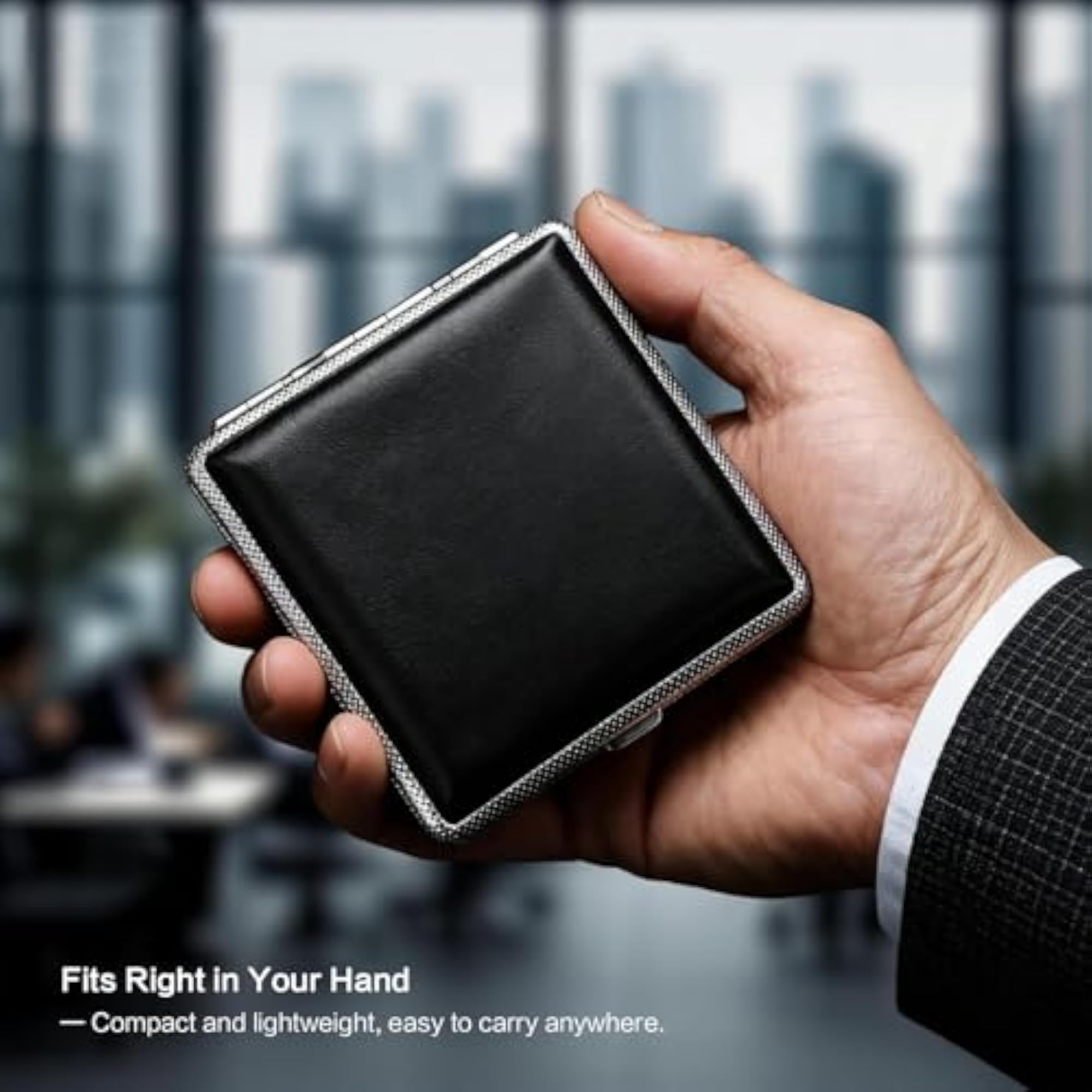 Leather Finish Metal Cigarette Case Holder, Elegant Design
