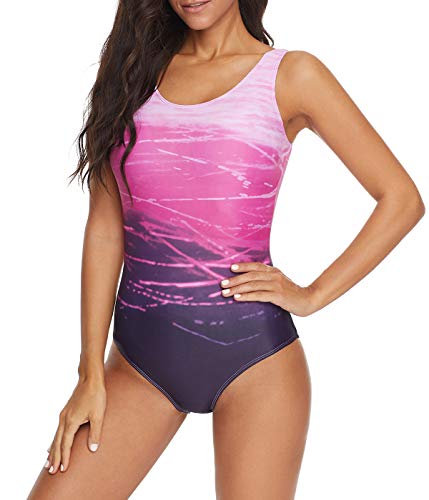 American Trends One Piece Swimsuit Women Criss Cross Back Color Block Print Bathing Suits Athletic Modest Swimwear3