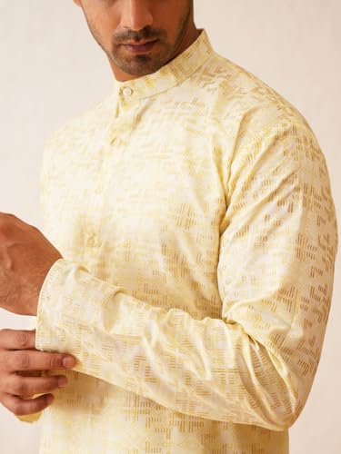 Image of SOJANYA (Since 1958 Men's Cotton Gold Embroidered Long Kurta